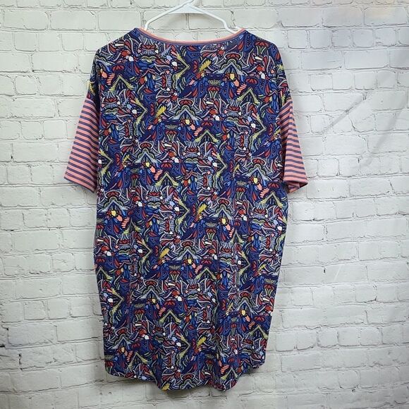 LuLaRoe IRMA Hearts High Low Tunic Tee Shirt XXS 00/0 Short Sleeve Stretchy - Picture 7 of 9